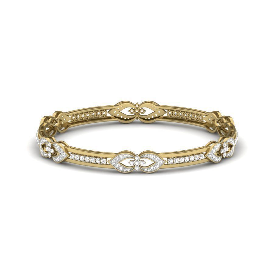 Bracelet gold diamond bangle 3D print model_3