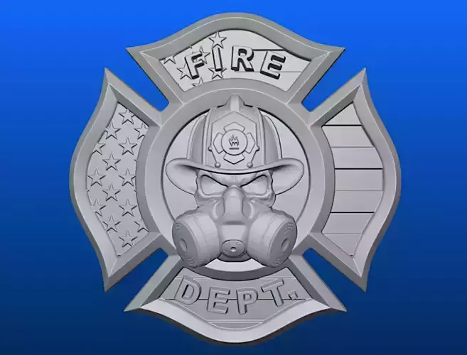 Firefighter Dept Skull for CNC Routers and 3D Printers 3D model