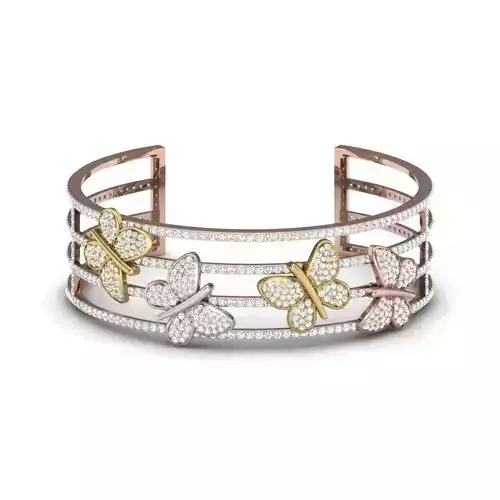 print model bracelet three butterfly cuff with diamonds