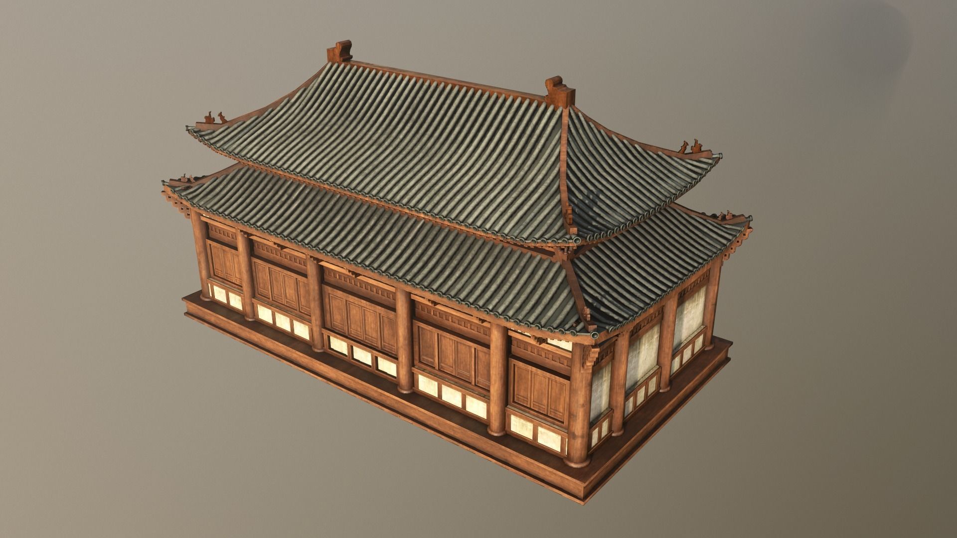 Asian Japanese Realistic Building 3D model_24