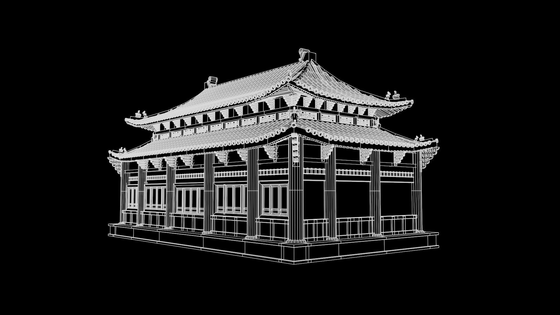 Asian Japanese Realistic Building 3D model_39