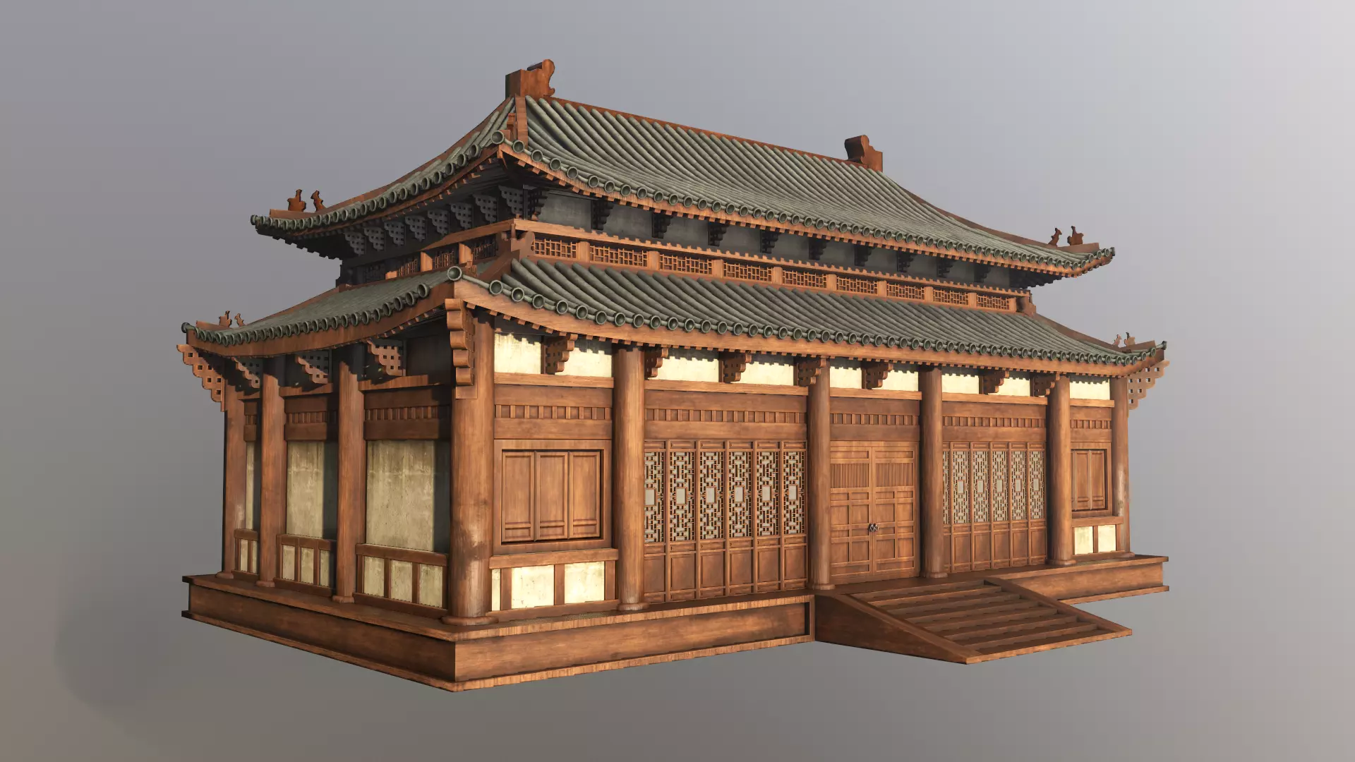 Asian Japanese Realistic Building 3D model_0