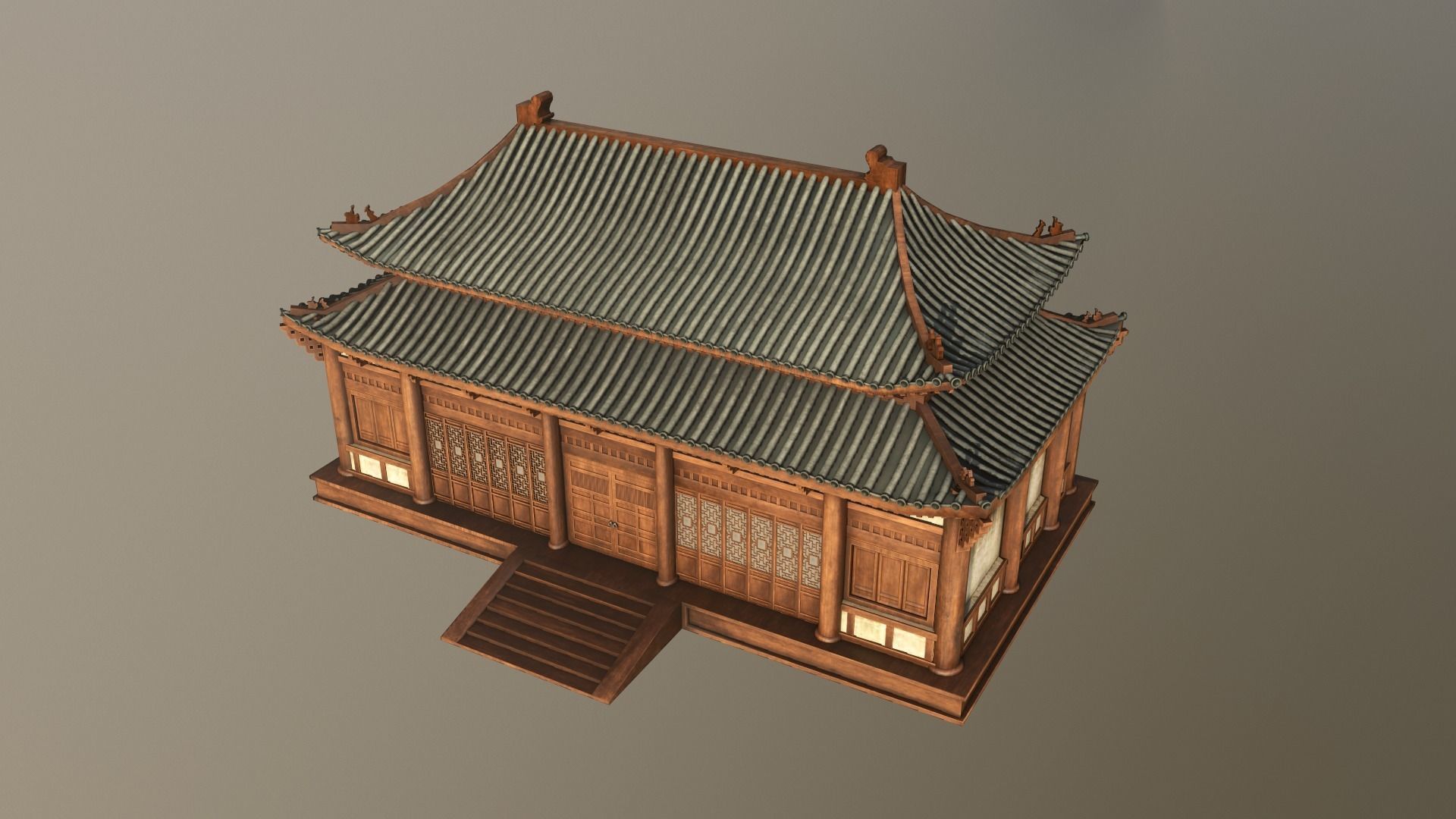 Asian Japanese Realistic Building 3D model_23