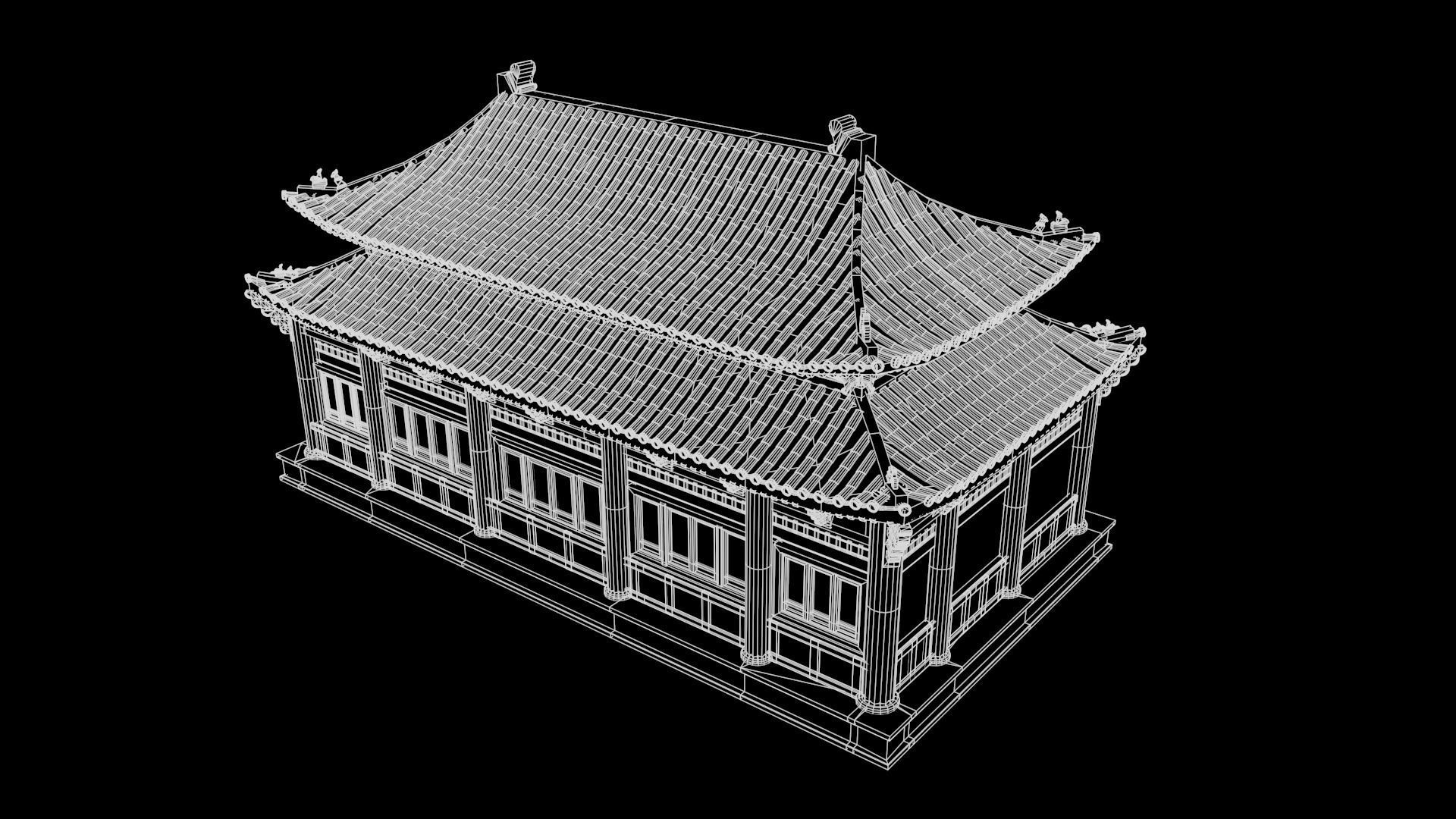 Asian Japanese Realistic Building 3D model_44
