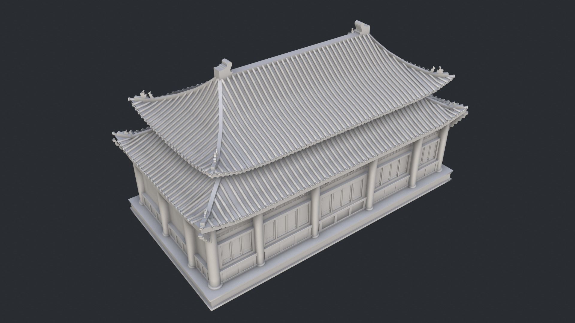 Asian Japanese Realistic Building 3D model_31
