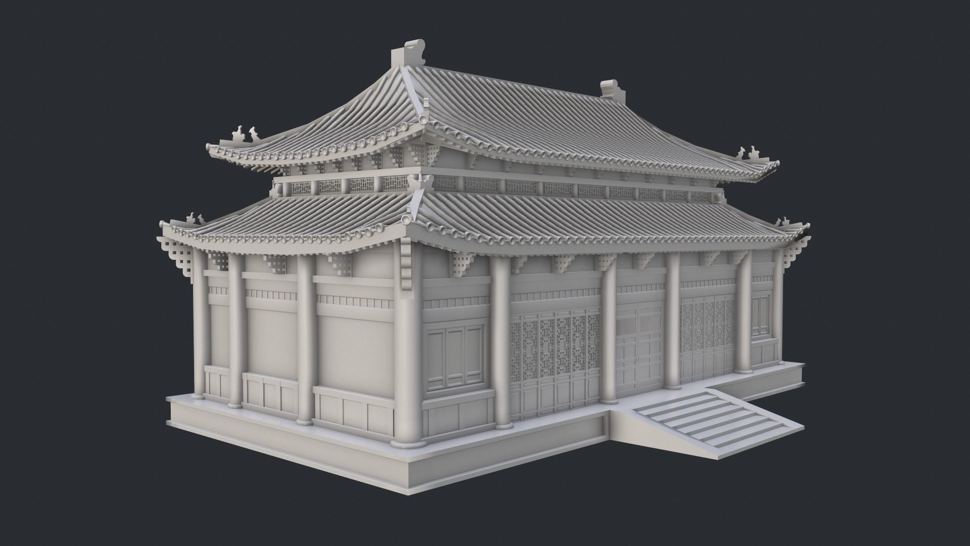 Asian Japanese Realistic Building 3D model_25