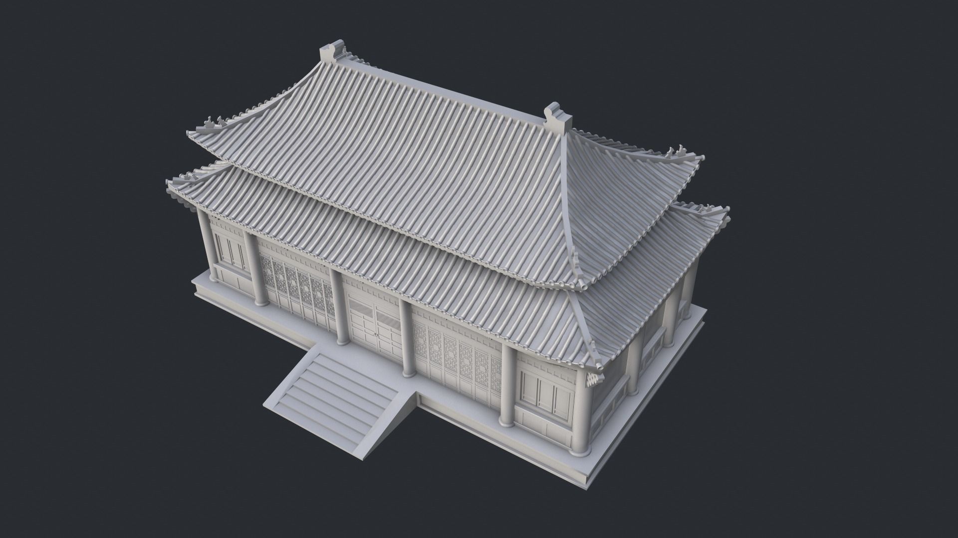 Asian Japanese Realistic Building 3D model_30