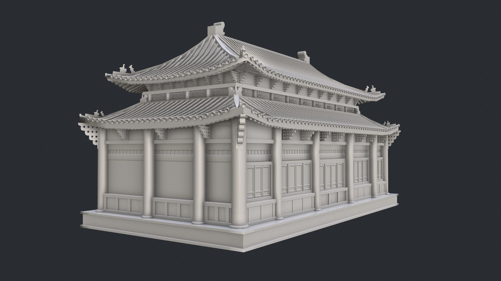 Asian Japanese Realistic Building 3D model_27