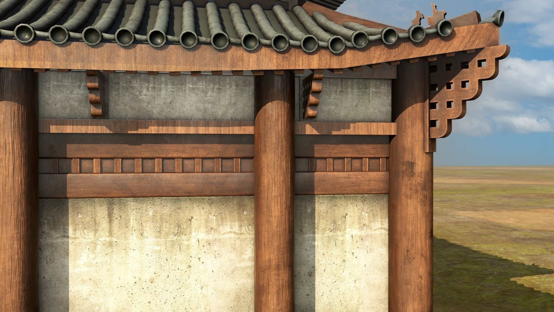 Asian Japanese Realistic Building 3D model_16