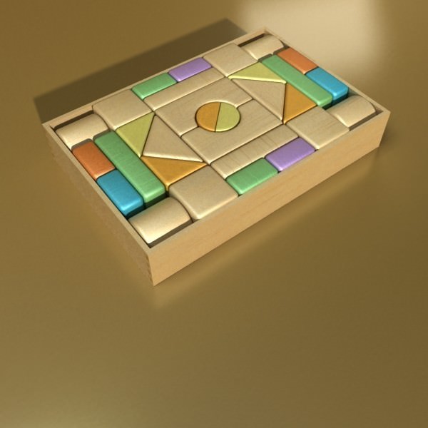 Wooden Toy Blocks 3D model_1