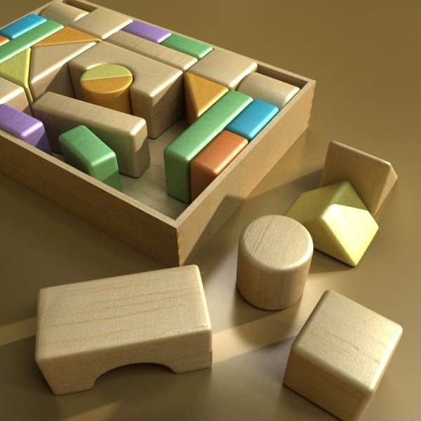 Wooden Toy Blocks 3D model_3