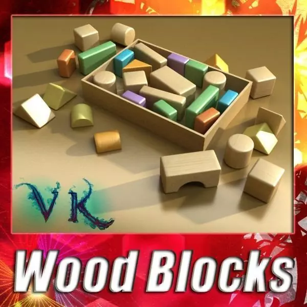 Wooden Toy Blocks 3D model_0