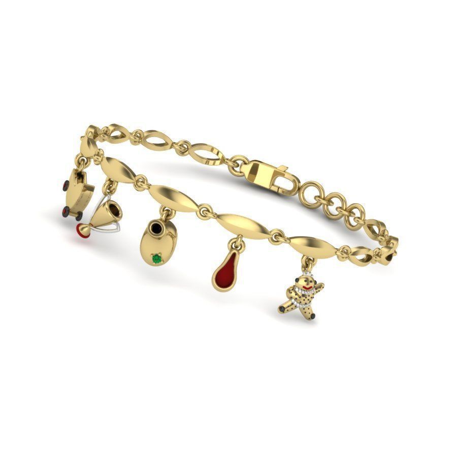 bracelets rose gold bracelet with charms 3D print model_1