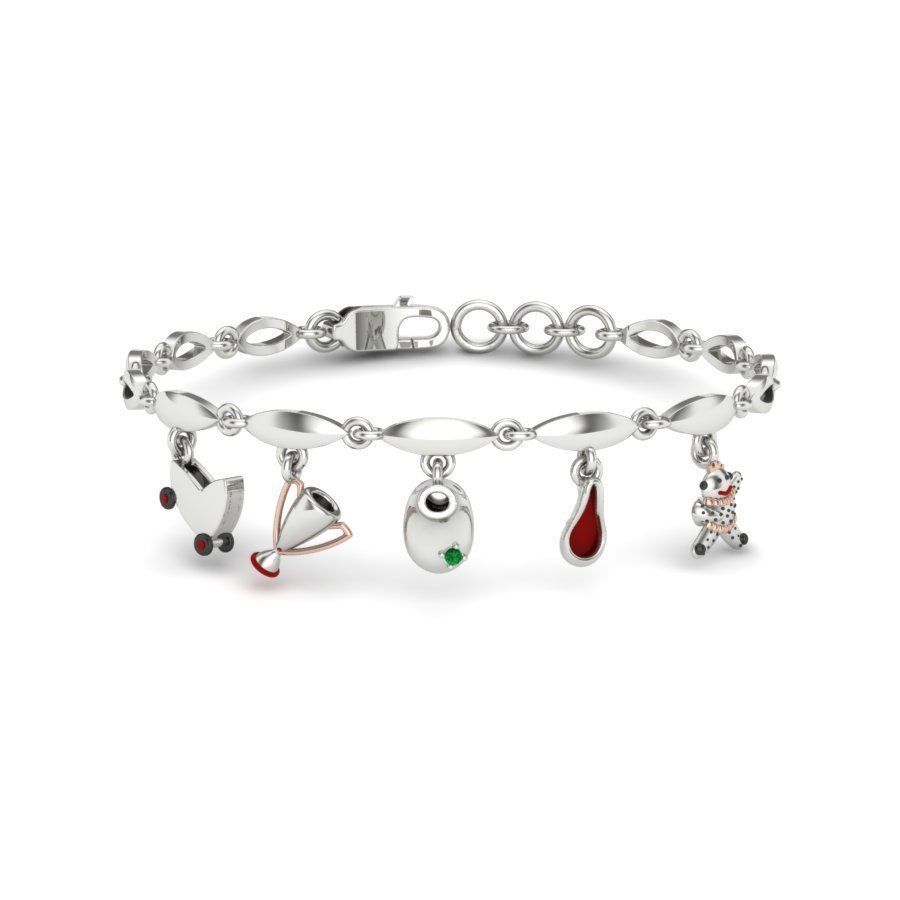 bracelets rose gold bracelet with charms 3D print model_11