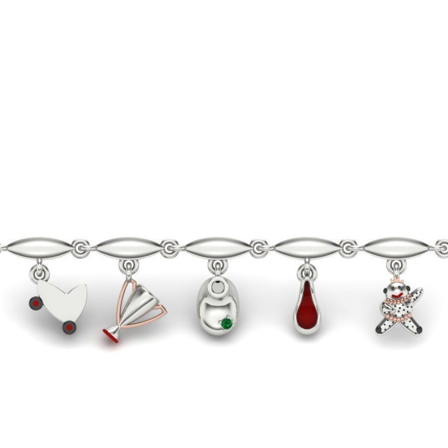 bracelets rose gold bracelet with charms 3D print model_5