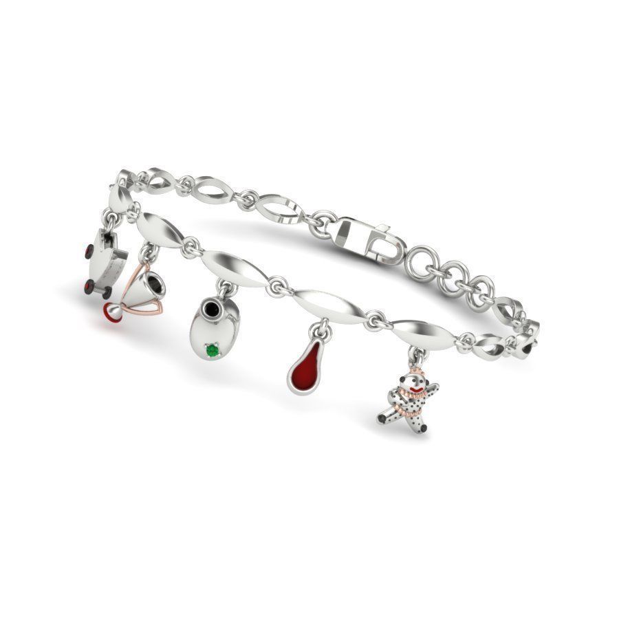 bracelets rose gold bracelet with charms 3D print model_12