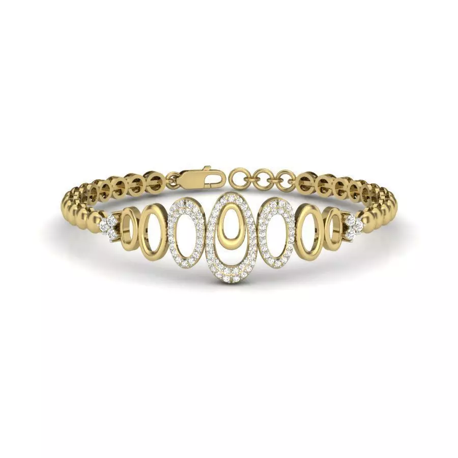 Bracelet gold with diamonds 3D print model