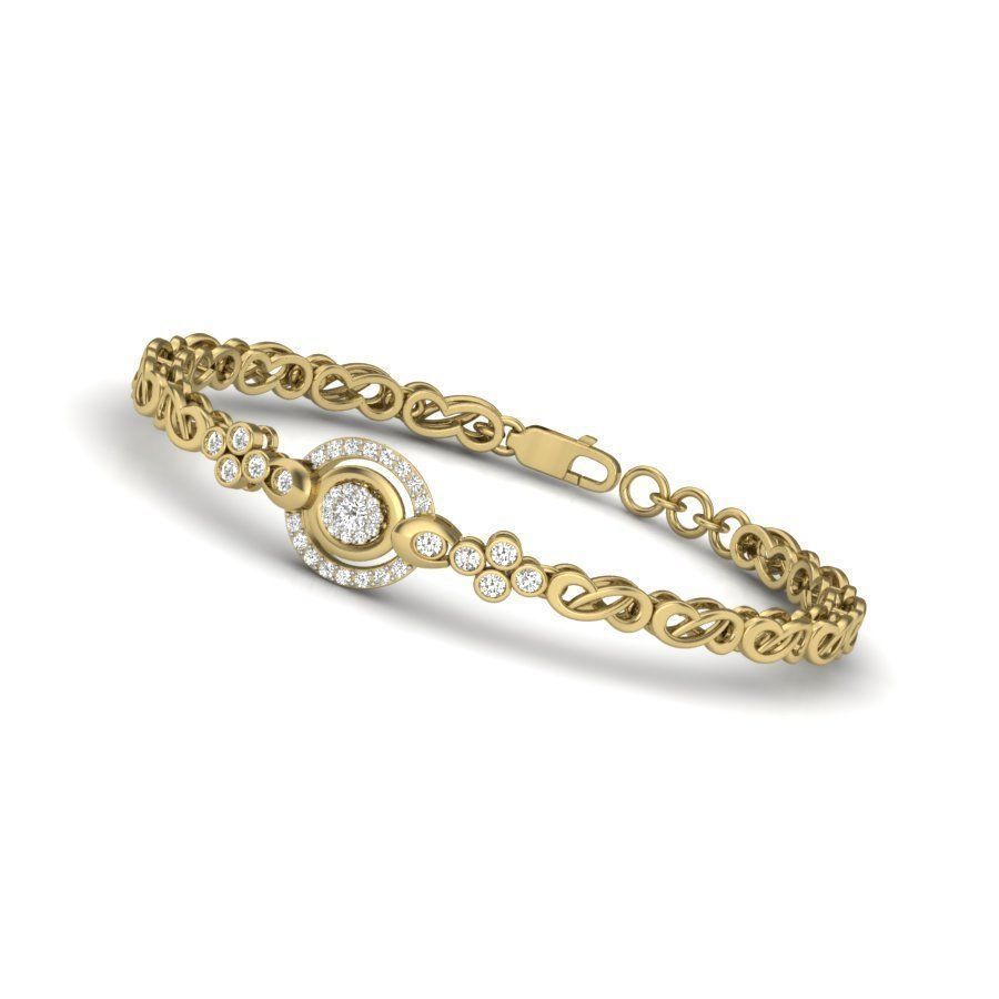 Bracelet round diamond gold 3D print model_1