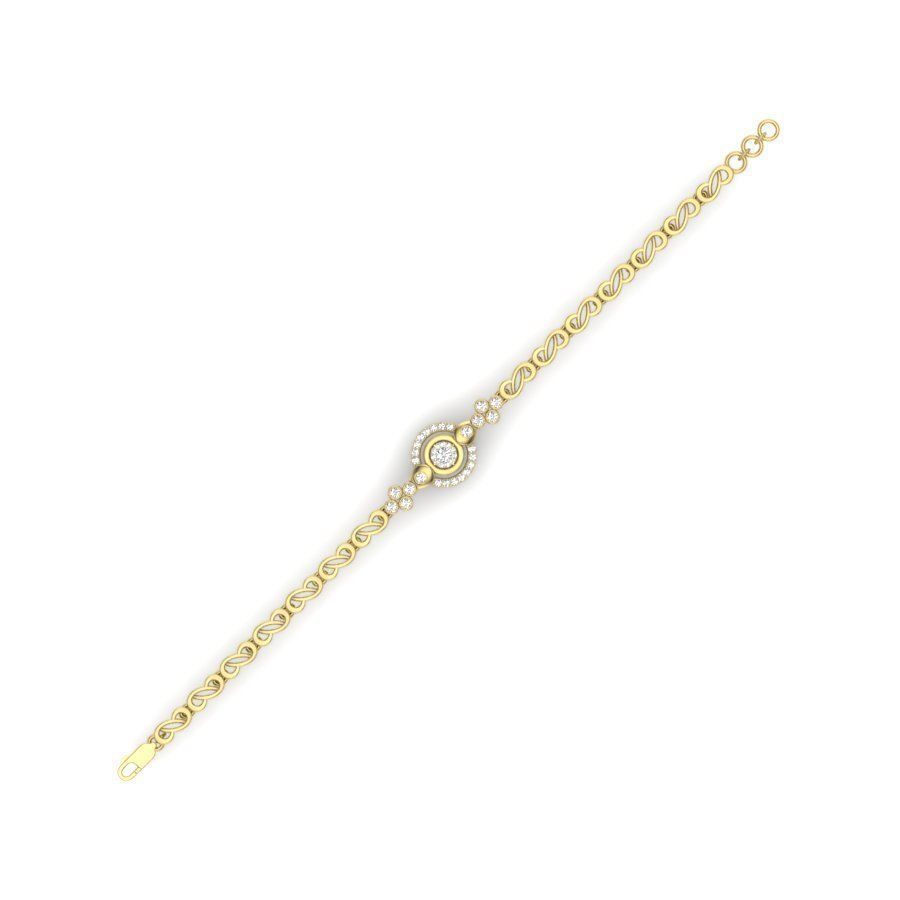 Bracelet round diamond gold 3D print model_7