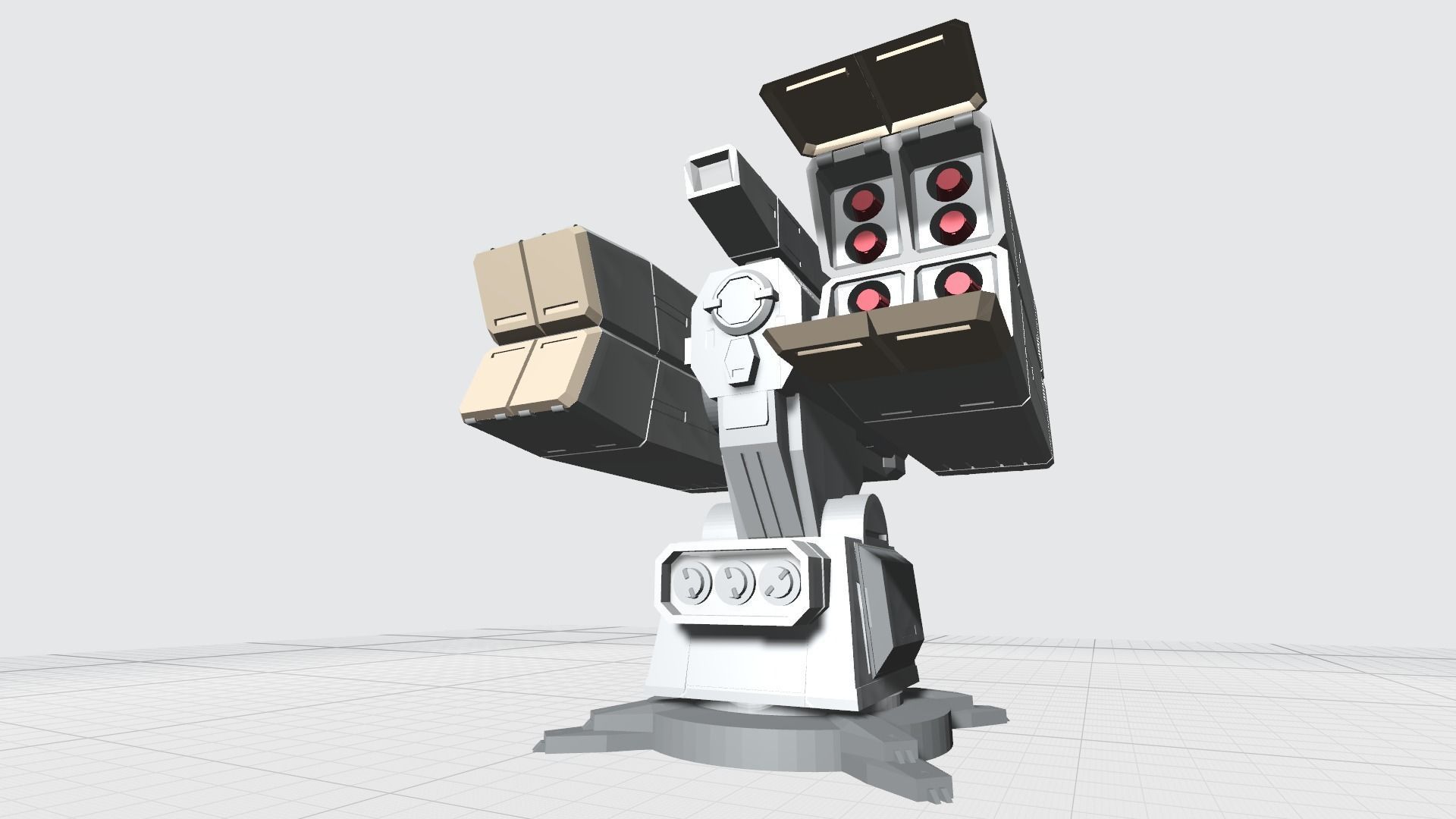 -MHW03C- Mecha Anti-spacecraft missile launcer turret 3D print model_7