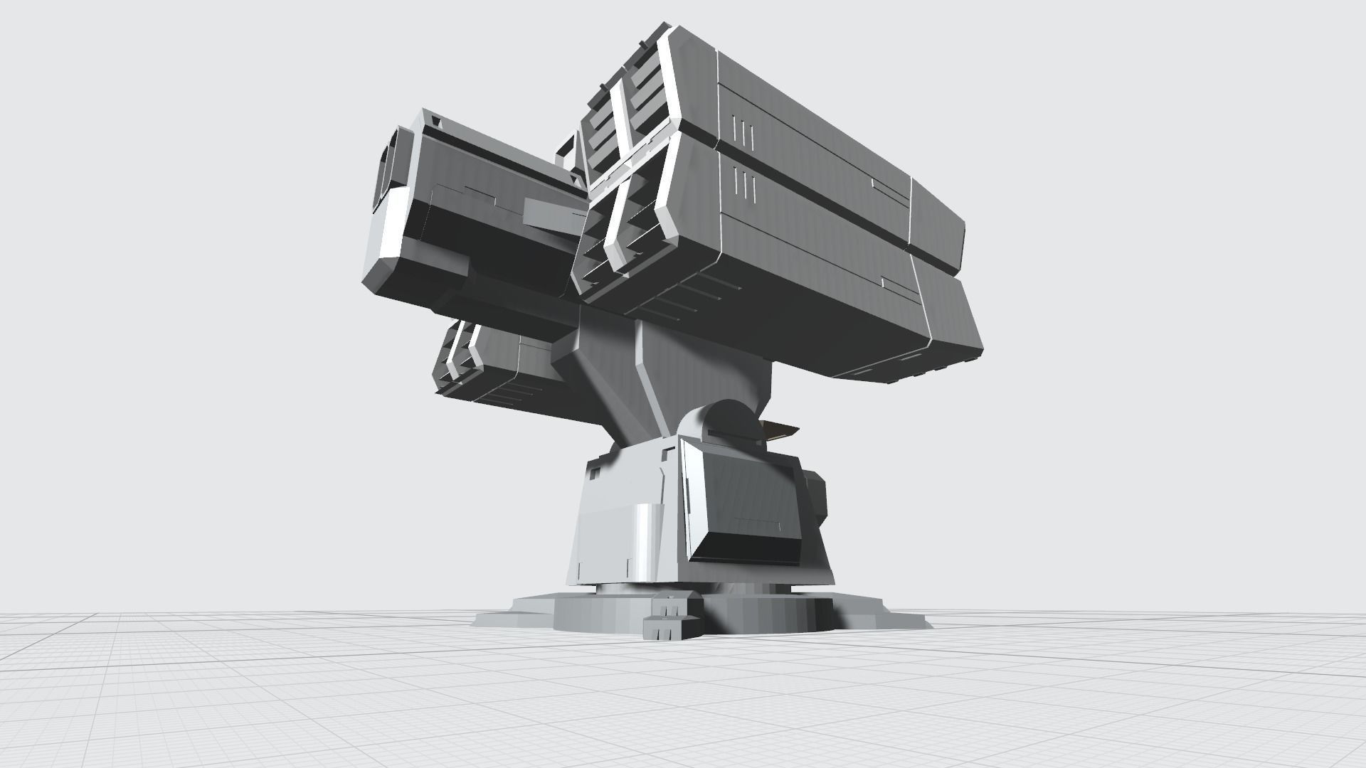 -MHW03C- Mecha Anti-spacecraft missile launcer turret 3D print model_6