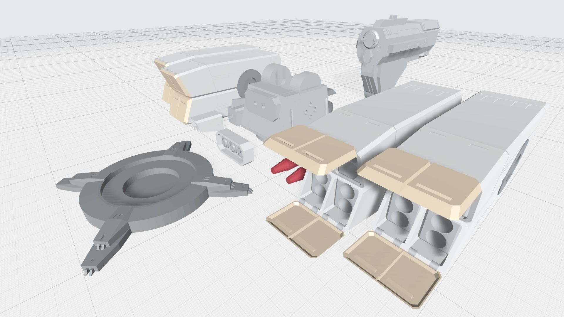 -MHW03C- Mecha Anti-spacecraft missile launcer turret 3D print model_8