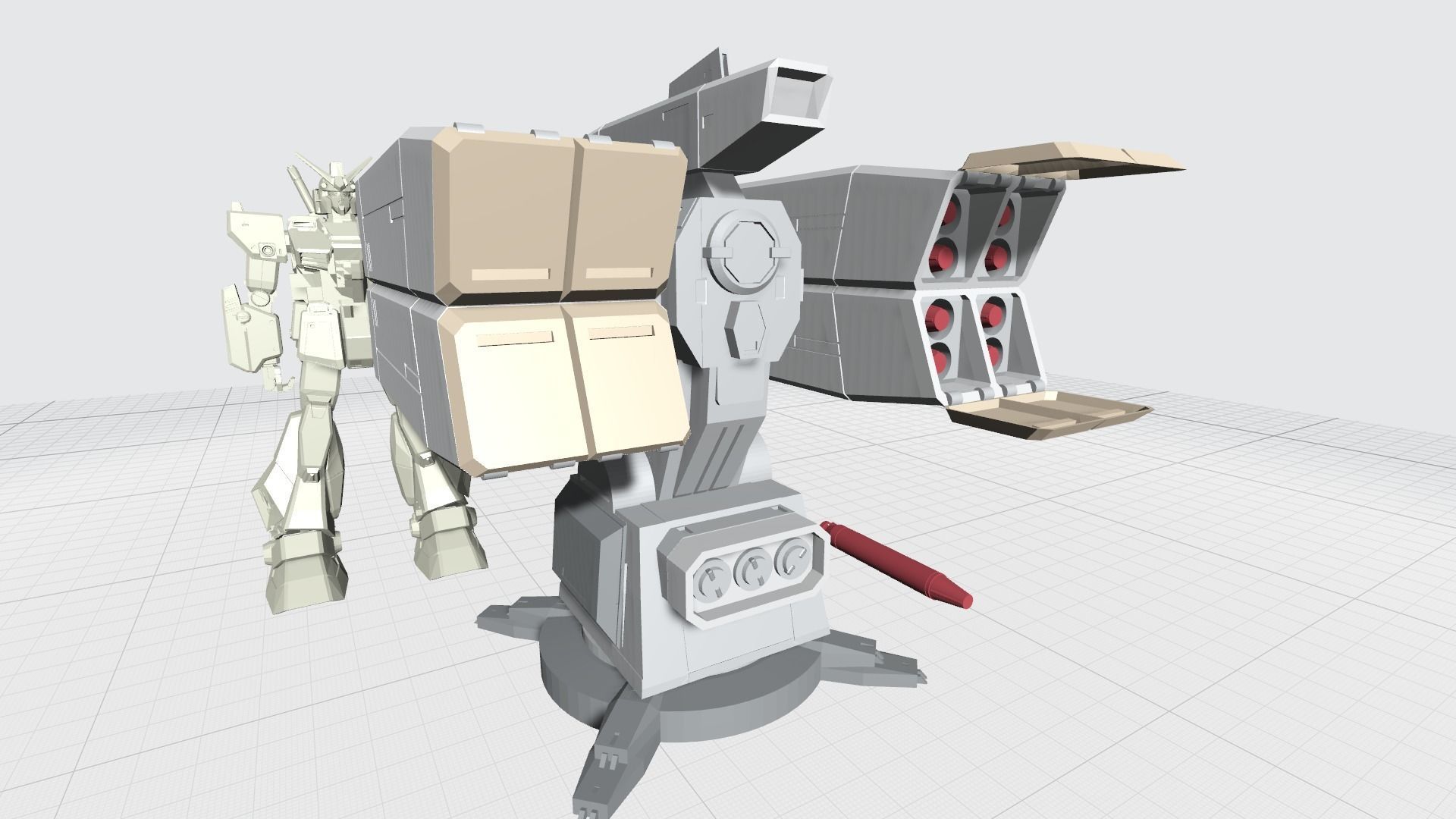 -MHW03C- Mecha Anti-spacecraft missile launcer turret 3D print model_1