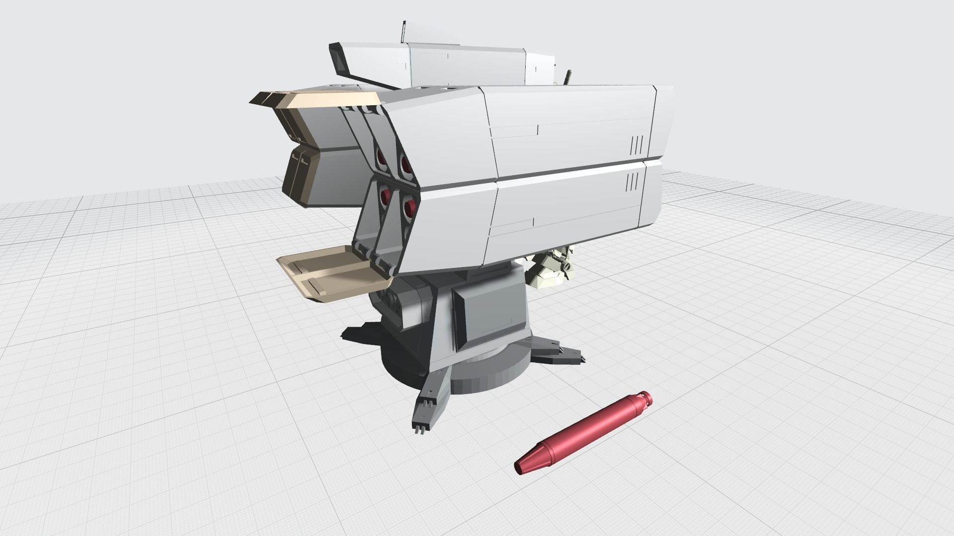 -MHW03C- Mecha Anti-spacecraft missile launcer turret 3D print model_3