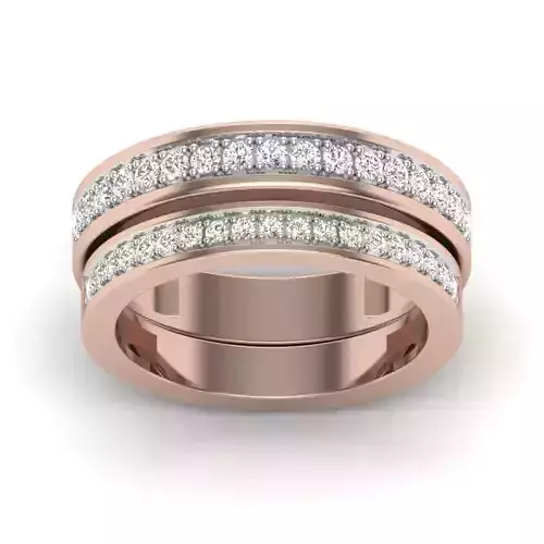 Solitaire Couple Band Ring 3dm stl render detail 3D print model