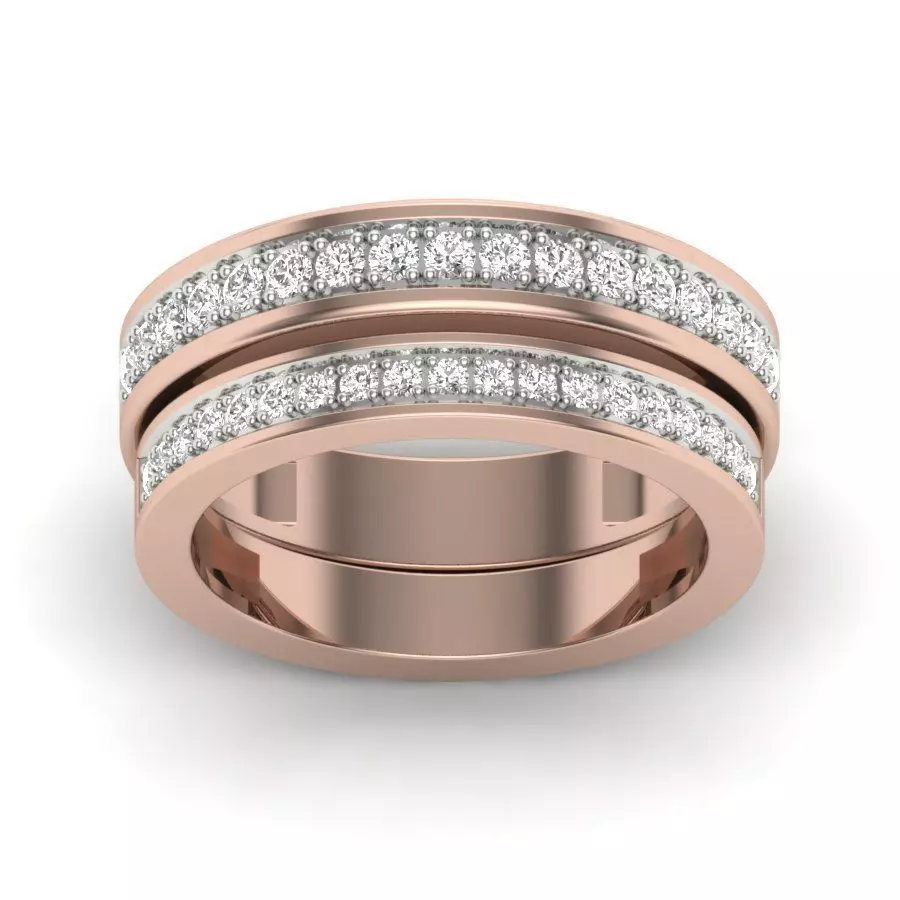 Solitaire Couple Band Ring 3dm stl render detail 3D print model