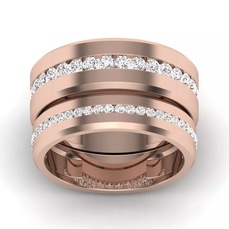 Solitaire Couple Band Ring 3D print model