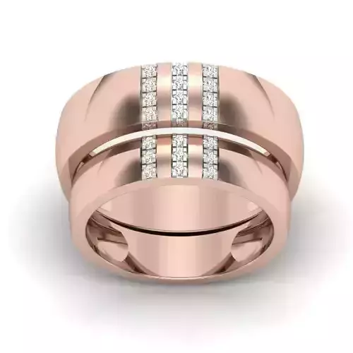Valentine Solitaire Couple Band Ring 3D print model