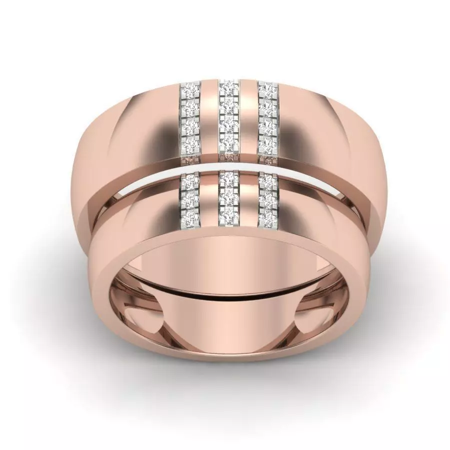 Valentine Solitaire Couple Band Ring 3D print model