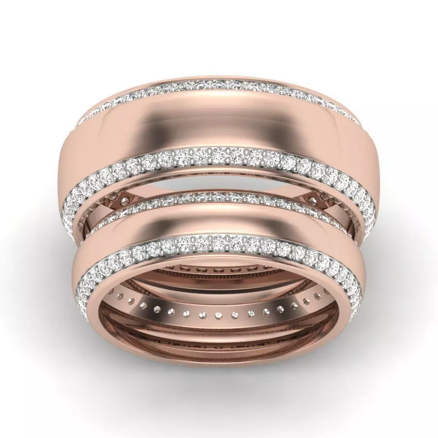 Diamond Couple Band Ring 3dm stl render detail 3D print model
