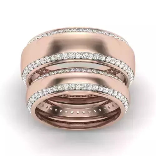 Diamond Couple Band Ring 3dm stl render detail 3D print model