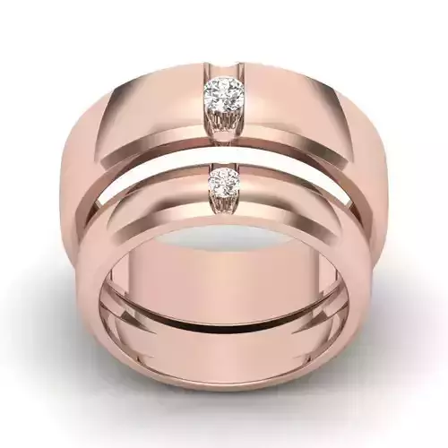 Solitaire Couple Band Ring 3dm stl render detail  3D print model