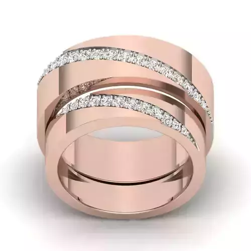 Solitaire Couple Band Ring 3dm stl render detail  3D print model