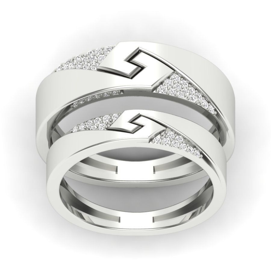 Couple Band Ring 3D print model_9