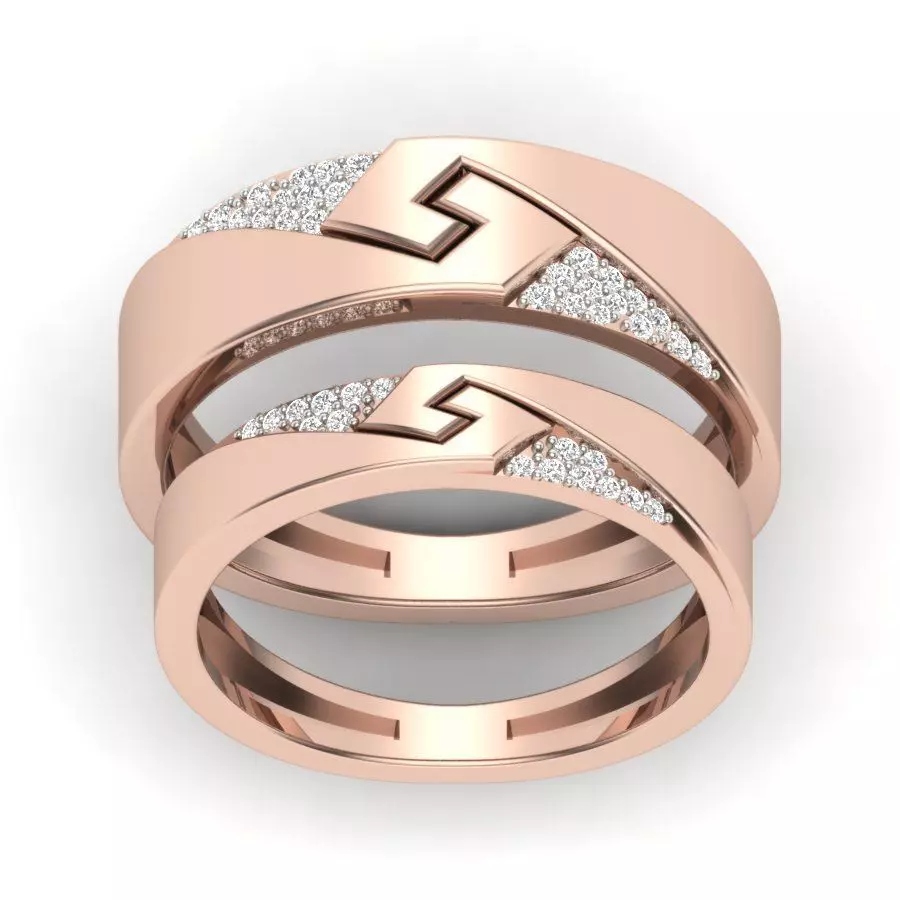 Couple Band Ring 3D print model_0