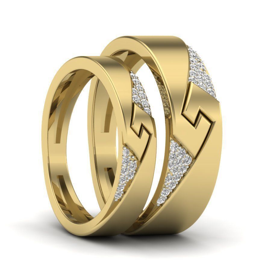 Couple Band Ring 3D print model_1