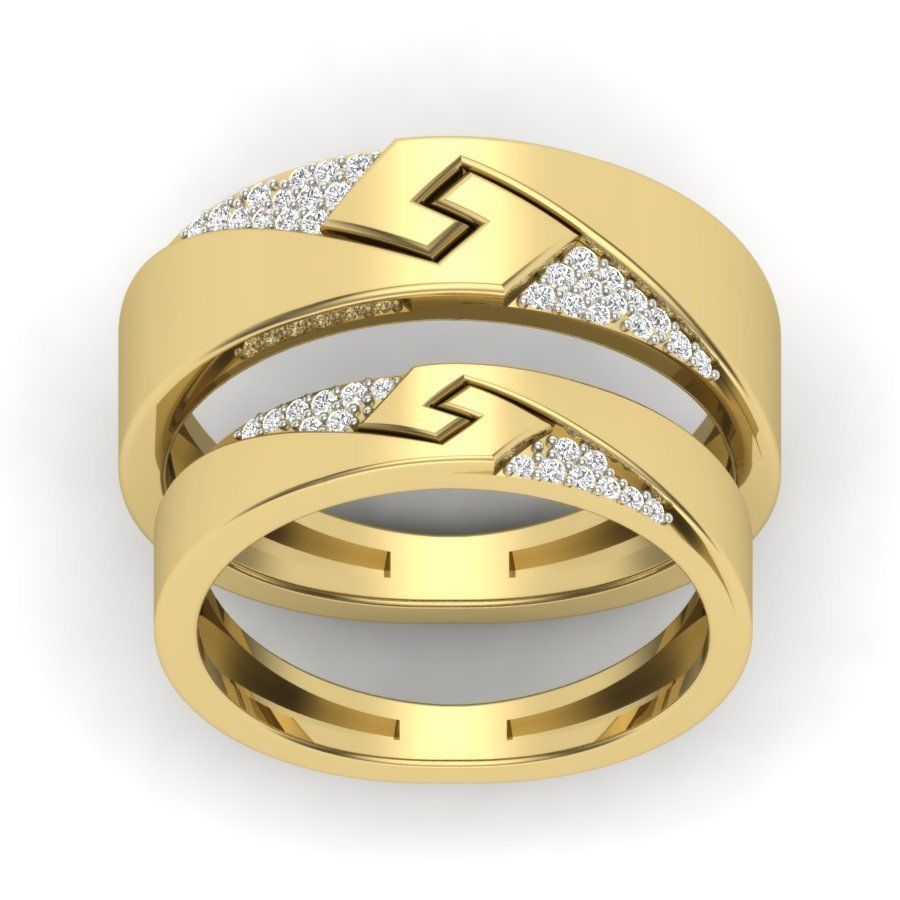 Couple Band Ring 3D print model_2