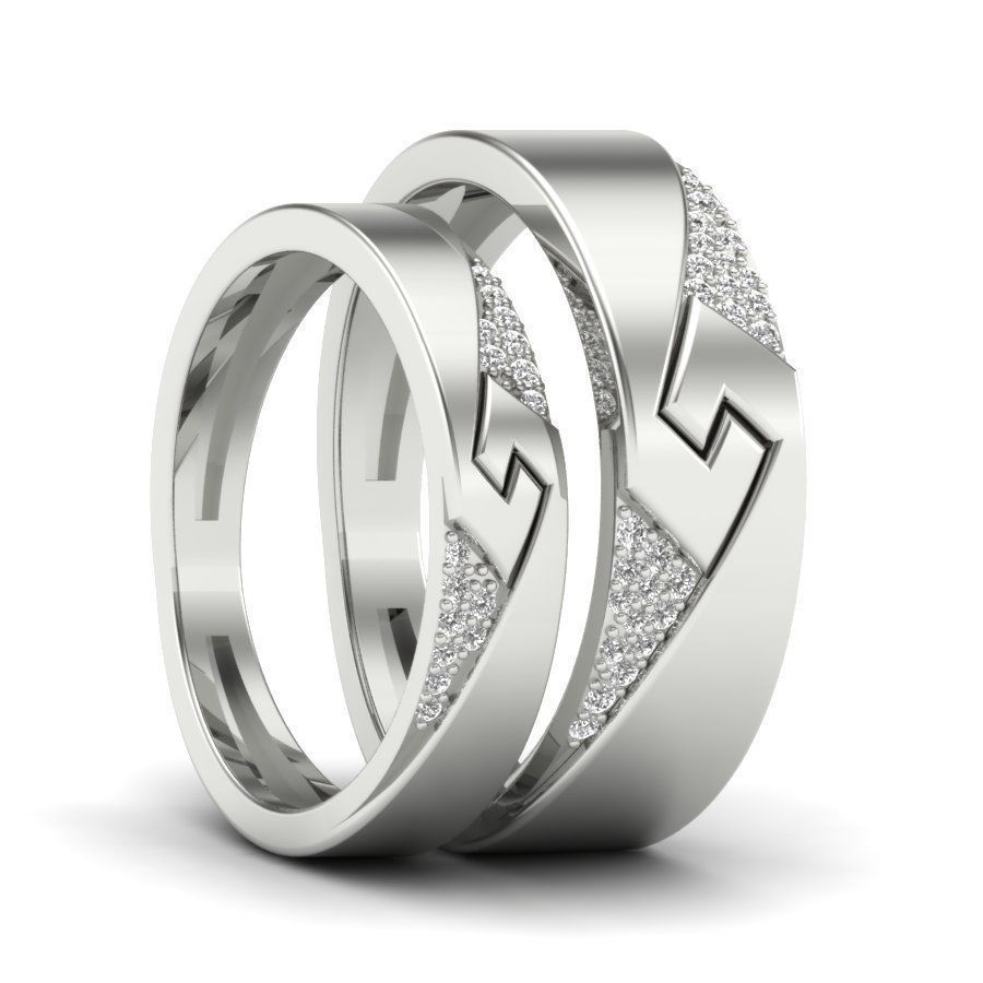 Couple Band Ring 3D print model_10