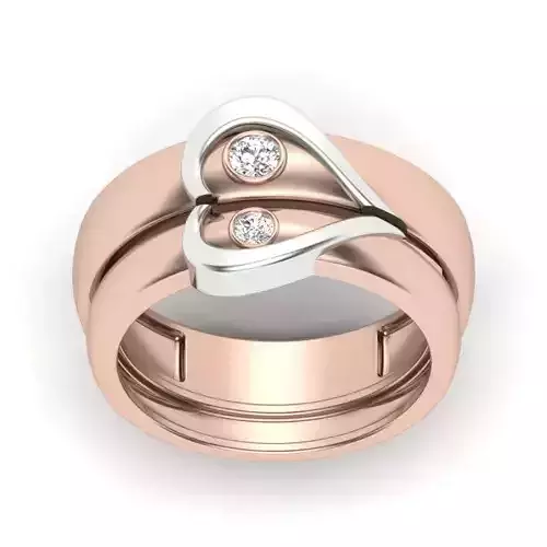 Couple Heart rings wedding band 3D print model