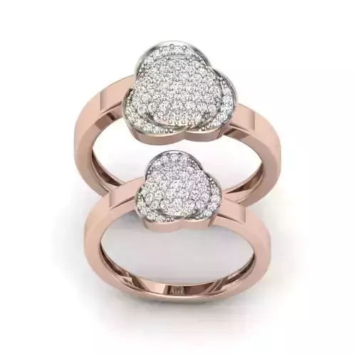 Solitaire Couple Band Ring 3dm stl render detail 3D print model