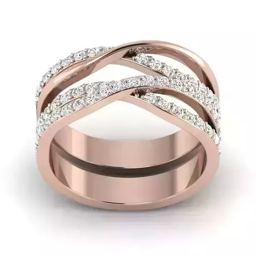 Princess Solitaire Couple Band Ring 3D print model