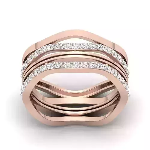 Solitaire Heart Love Valentine Couple Band Ring 3D print model