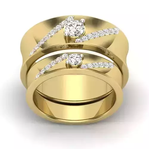 Solitaire Couple Band Ring 3dm stl render detail  3D print model