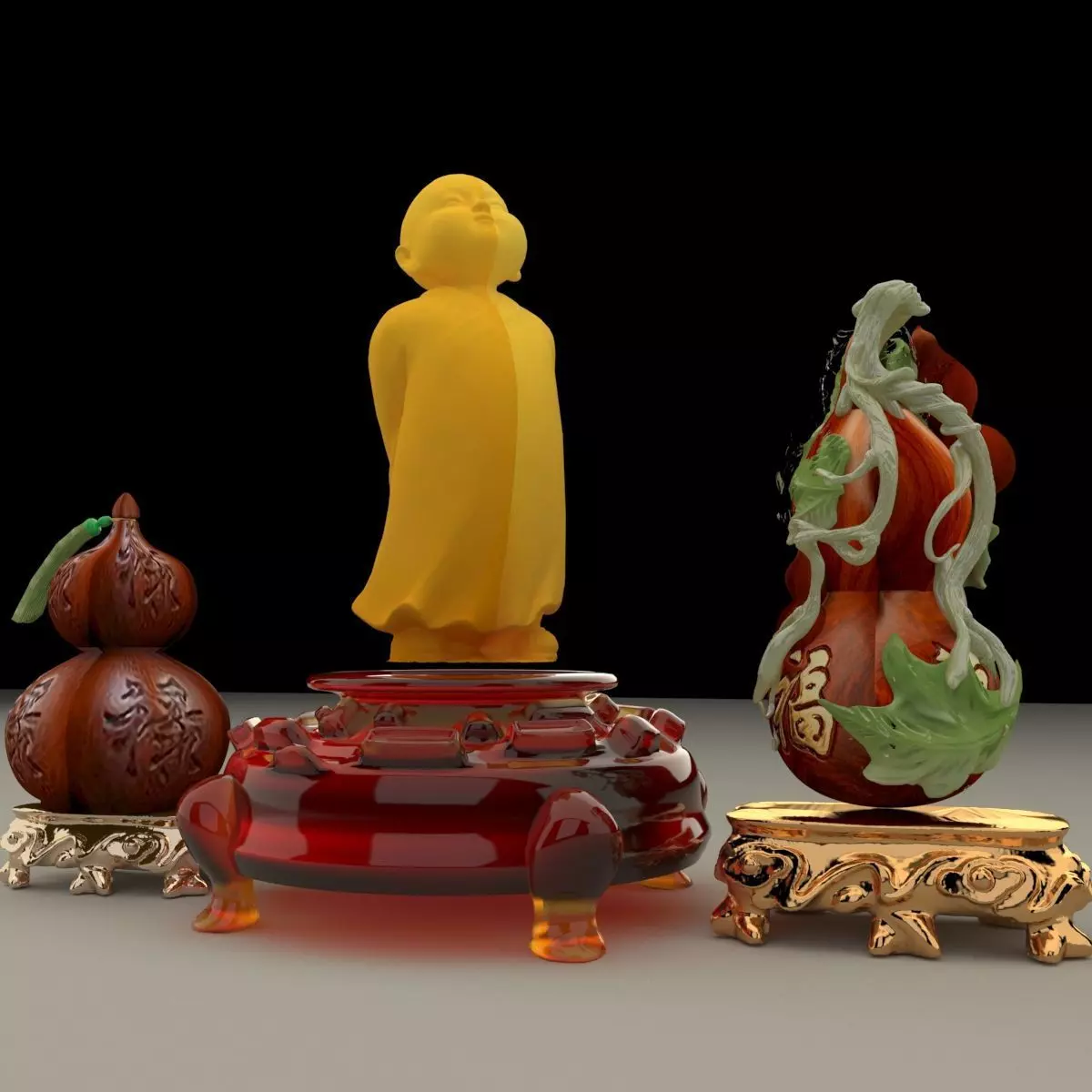 Chinese monk kid 3D model_0