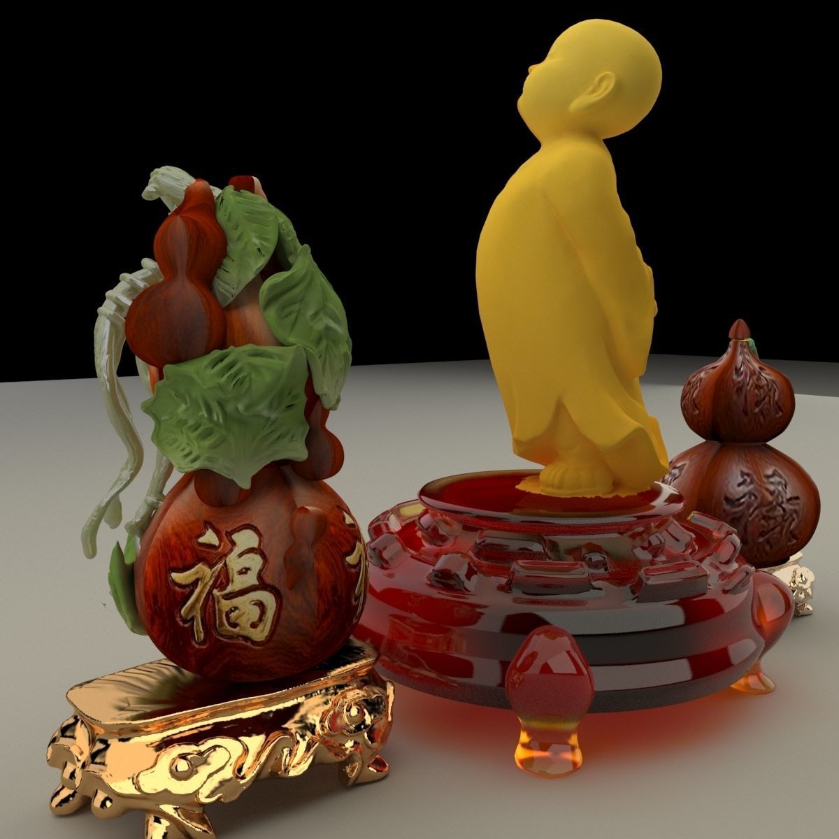 Chinese monk kid 3D model_2