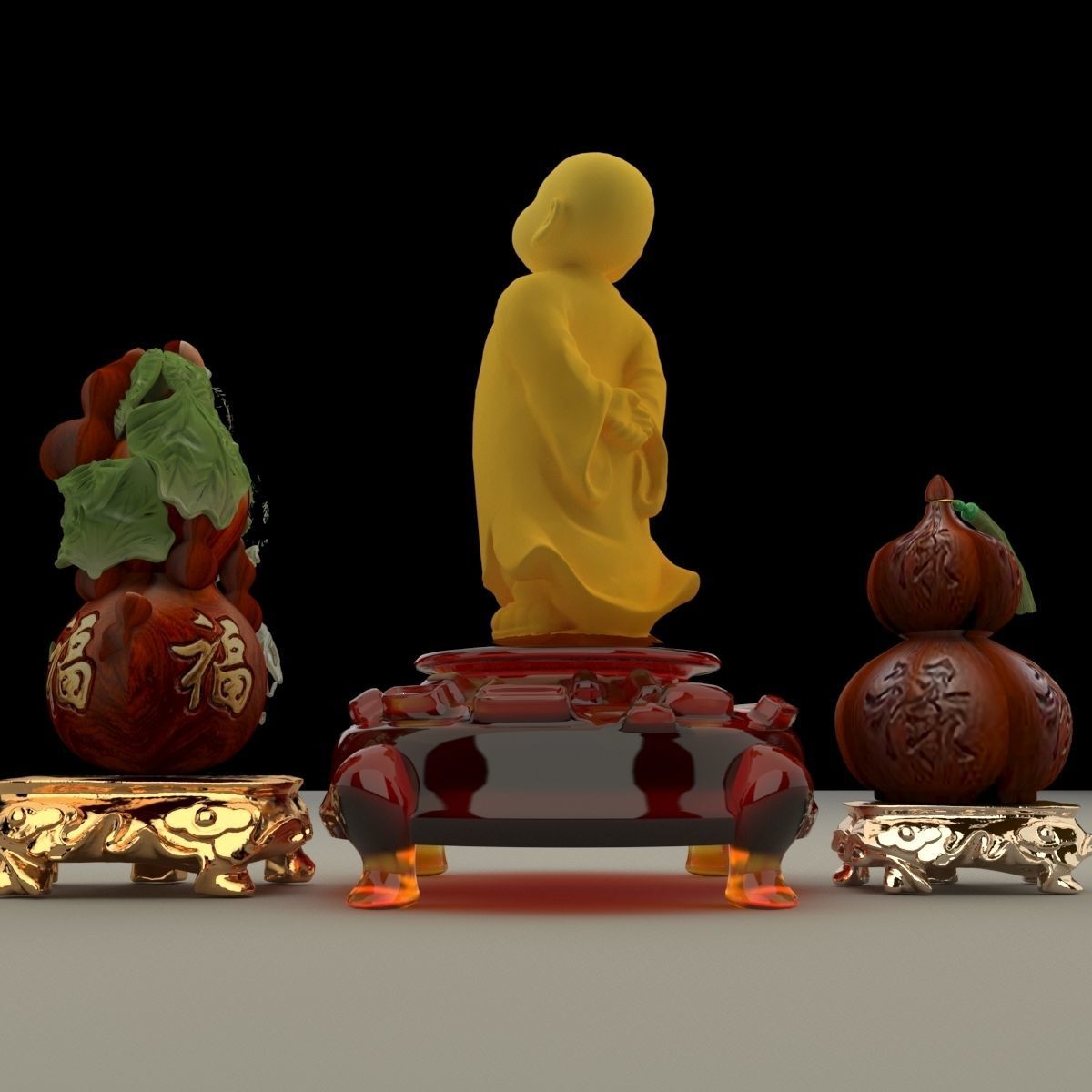 Chinese monk kid 3D model_1